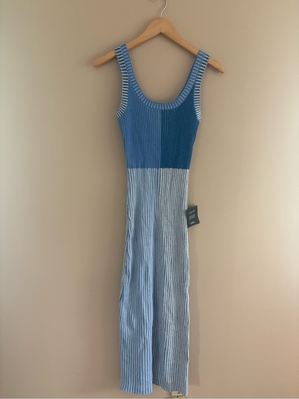 Lulus Radiant Personality Blue Color Block Ribbed Knit Midi Dress Size Small NWT - Picture 4 of 10